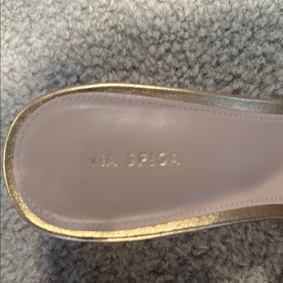 Vince Camuto Gold Heeled Sandals with Crisscross Straps - Picture 2 of 5